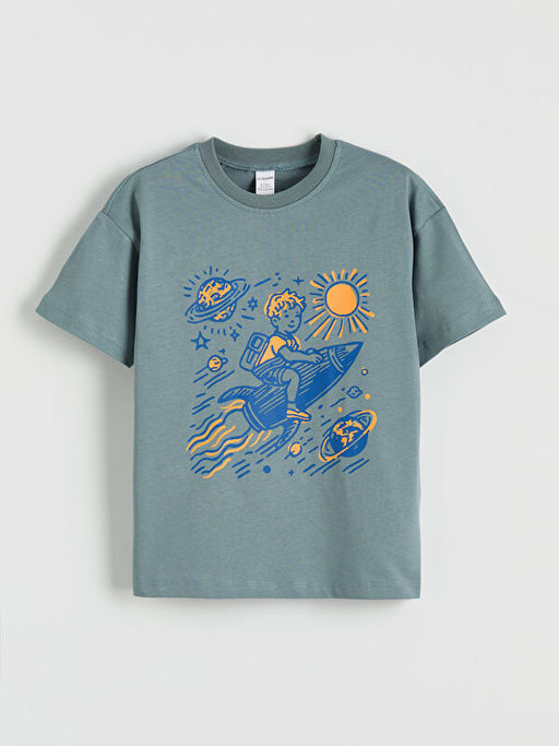 Bask?l? Erkek ?ocuk ?ortlu Pijama Tak?m?