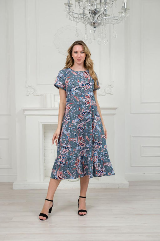 Платье женское из кулирки Кармелита огурцы на зеленом - Амадэль фото 3