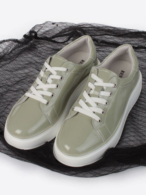 05-PDD215-3 GRAY GREEN Кроссовки женские (натуральная кожа)