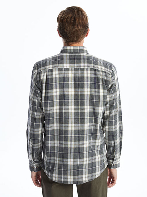 Regular Fit Uzun Kollu Ekose Gabardin Erkek G?mlek