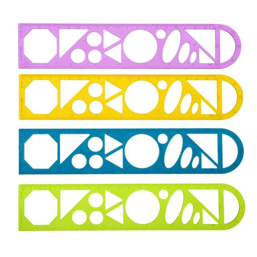 Цена за 12 шт. Линейка трафарет - транспортир, 3 в 1, 20 см, тонированная, флуоресцентная, МИКС - Calligrata фото 5