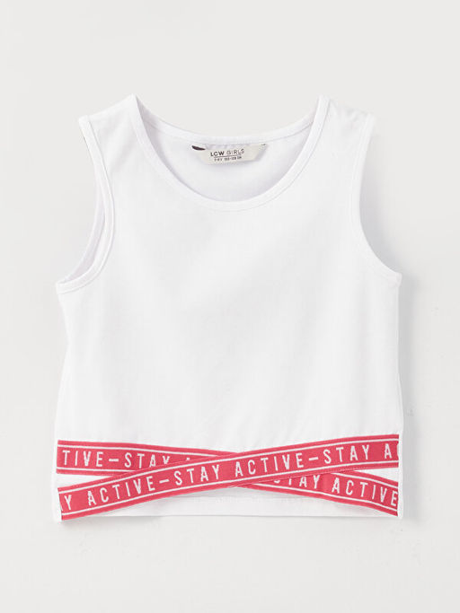 Bisiklet Yaka Bask?l? K?z ?ocuk Atlet - Waikiki фото 3