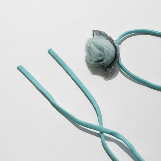 Чокер Танго роза с листьями, цвет голубой, 130 см - Queen fair фото 2