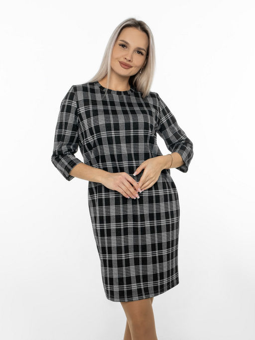 Платье женское П-176 (жаккард принт) Тёмно-серая ёлочка