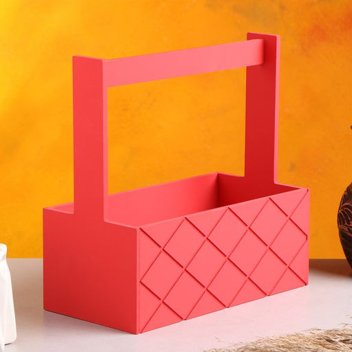 Кашпо деревянное Эллада большая, сетка, с ручкой, красный, 2512,510(25) см - Simaland фото 2