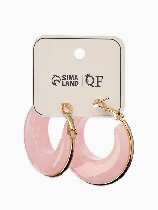 Серьги-кольца акрил «Тренд», розовые в золоте