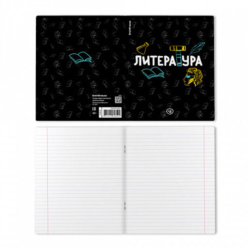 Цена за 5 шт. Тетрадь общая ученическая ErichKrause Inscription, Литература, 48 листов, линейка, твин-лак  фото 2