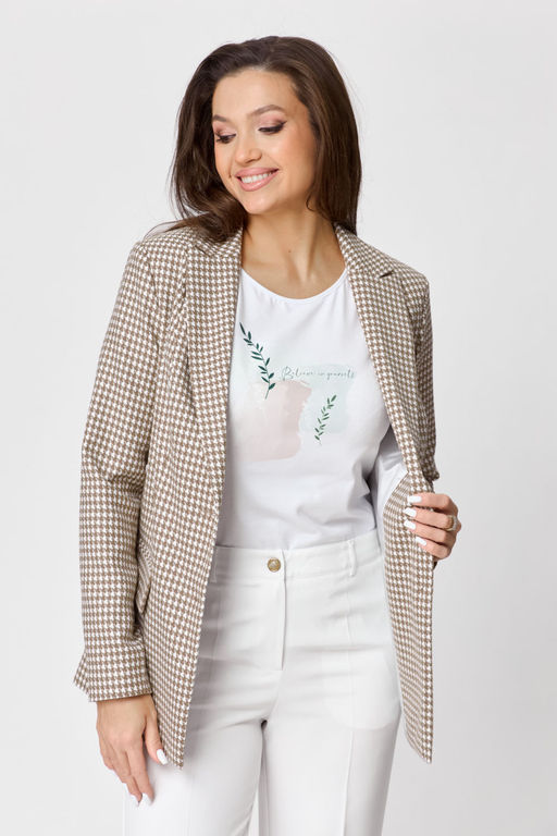 Жакет БелЭльСтиль 412 бежевый гусек фото 4