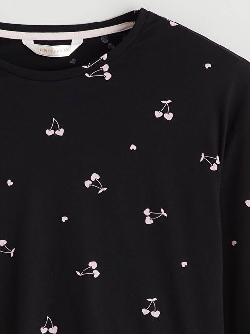 Bisiklet Yaka Kiraz Bask?l? Kad?n Pijama Tak?m?