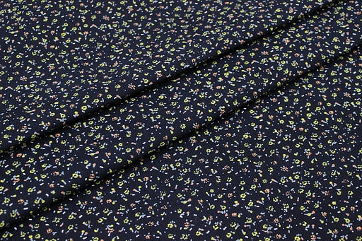 Микровельвет Маленькие лютики на чернильном, ш.1.1м, хлопок-100%, 130гр/м.кв - Купава фото 5