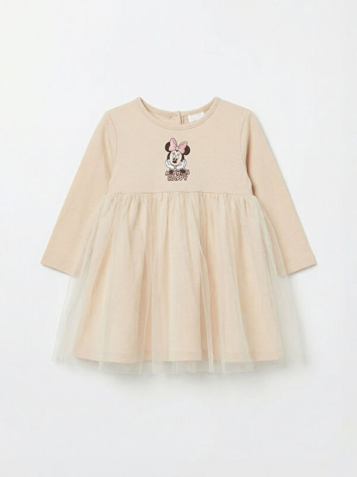 Minnie Mouse Bask?l? K?z Bebek T?ll? Elbise