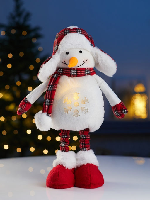 Фигура текстиль «Снеговик» 40-60 см, телескопические ножки, 1 LED, от батареек LR1130×3, свечение тёплое белое