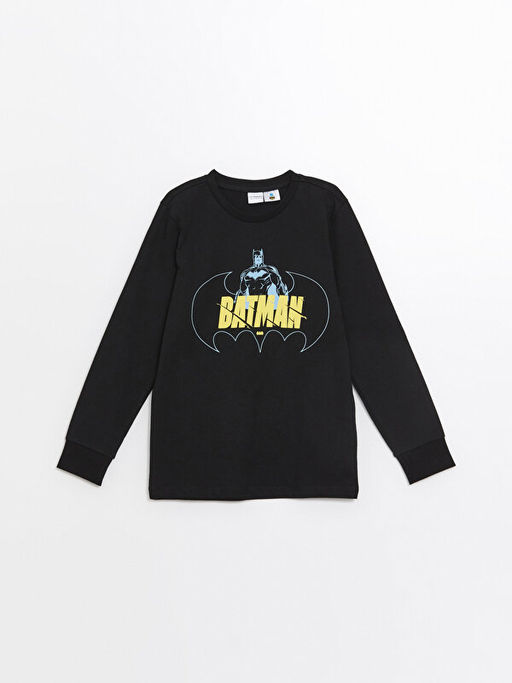 Bisiklet Yaka Batman Bask?l? Uzun Kollu Erkek ?ocuk Pijama Tak?m? - Waikiki фото 2