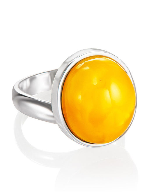 Небольшое овальное кольцо Глянец с медовым янтарём