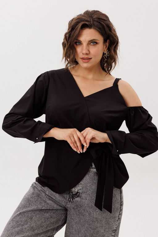 Блуза ANELLI 1760 черная орхидея