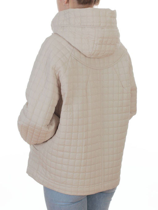 8039 LT. BEIGE Куртка стеганная демисезонная женская (100 гр. холлофайбер) - Фабричный китай фото 6