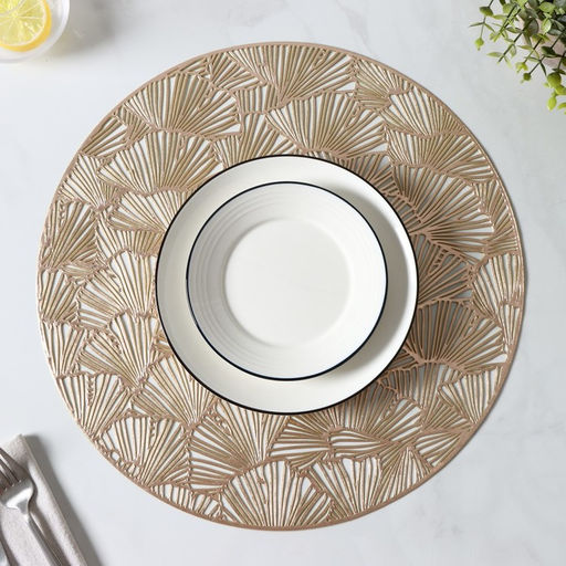 Салфетки сервировочные на стол Доляна «Веер», d=38 см, 4 шт., золотые