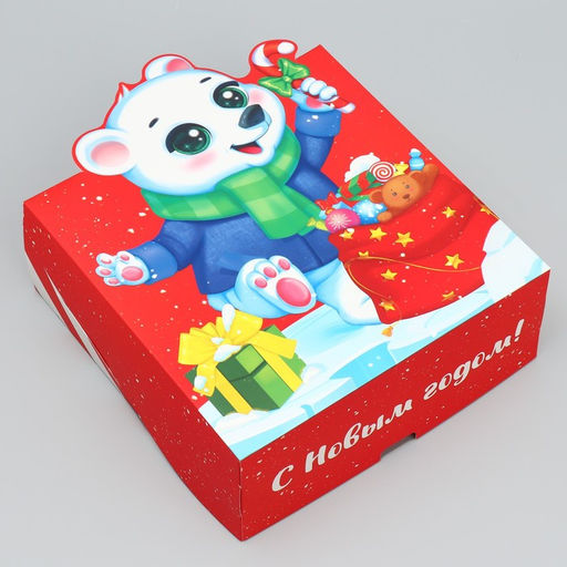 Цена за 2 шт. Коробка подарочная новогодняя складная С Новым годом!, 25?25?10 см