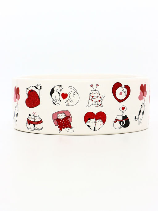 Миска керамическая Любовь и кошки 300 мл - 11.511.55 см, белая - Пижон фото 4