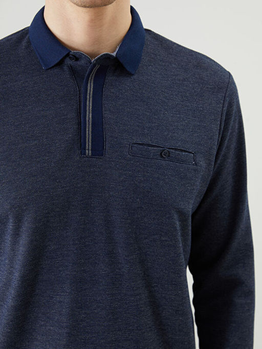 Polo Yaka Uzun Kollu Erkek Sweatshirt