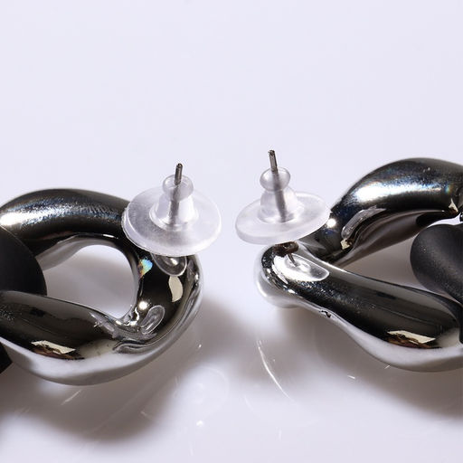 Серьги металл «Цепь» диагональ, 2 полых ромба, цвет серебристо-чёрный