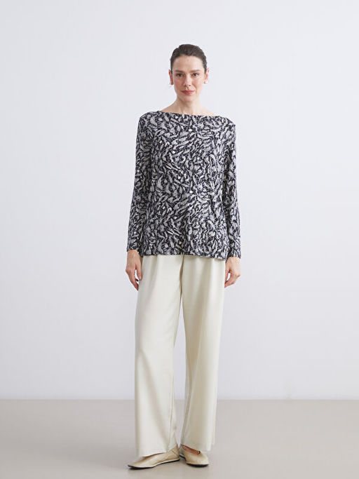 Bisiklet Yaka Desenli Bluz