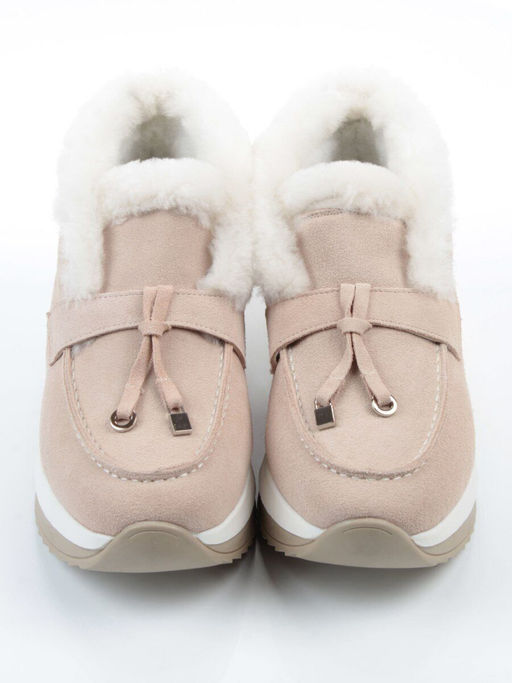 04-5520-7 LT. BEIGE Ботинки зимние женские (натуральная кожа, 100% шерсть)