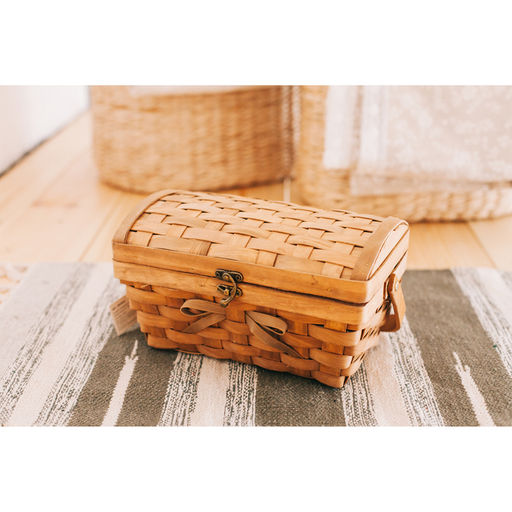 Сундук плетёный для хранения «Корзинка с бантом», 27×16×14.5 см, ручка h=6 см, шпон