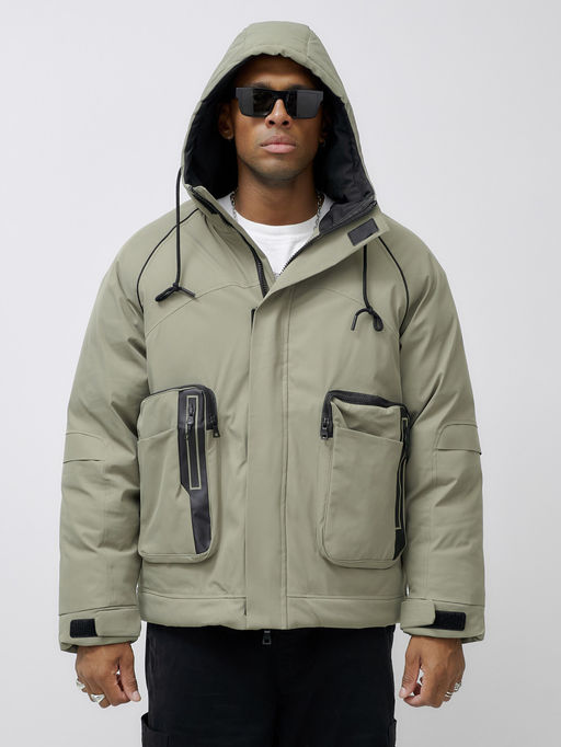 Куртка молодежная мужская зимняя с капюшоном серого цвета 25313_1Sr