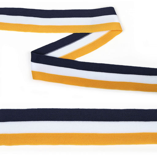 Тесьма трикотажная Лампас TBY KTS4440 шир.40мм цв.бел/желт/син уп.32м