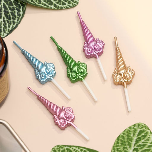 Свечи для торта Праздничные единороги, разноцветные, 5 шт.