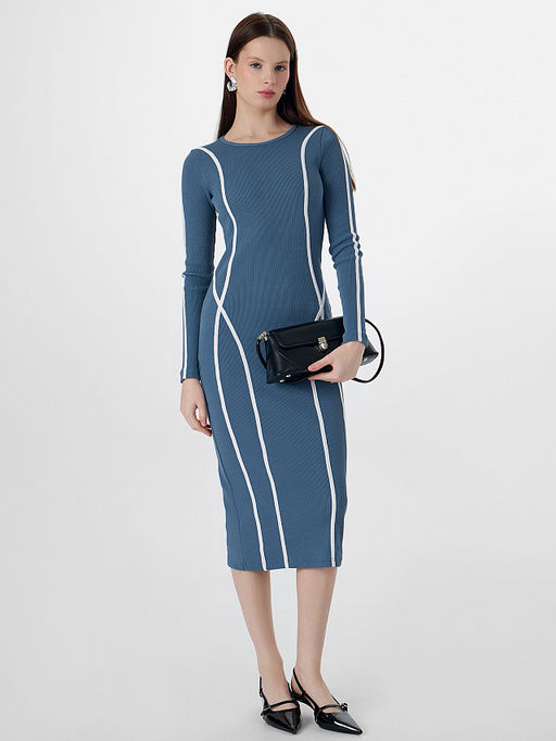 Платье женское синее с декоративными лампасами - Mark formelle фото 6