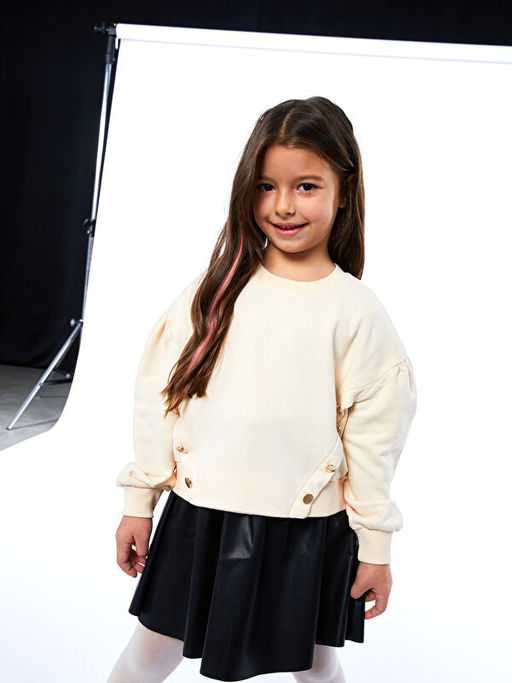 Bisiklet Yaka D??me Detayl? Uzun Kollu K?z ?ocuk Sweatshirt - Waikiki фото 3