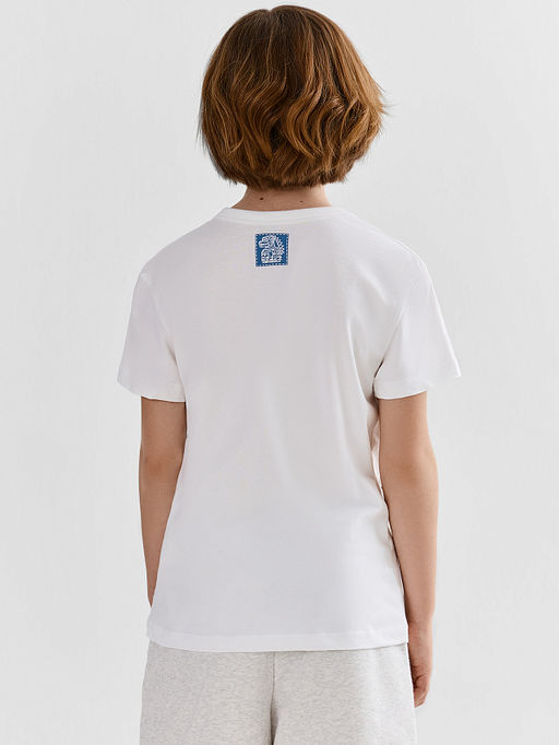 Футболка для мальчиков белая с принтом прямого кроя - Mark formelle фото 3