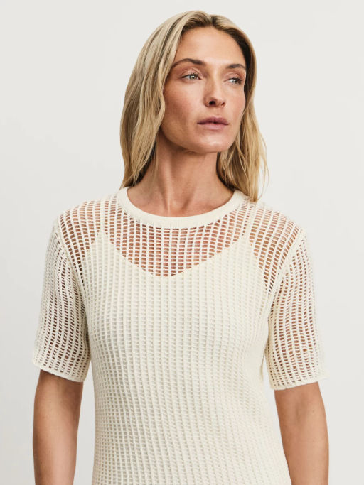 Полупрозрачное вязаное платье из хлопка с подкладкой / Zarina  фото 6