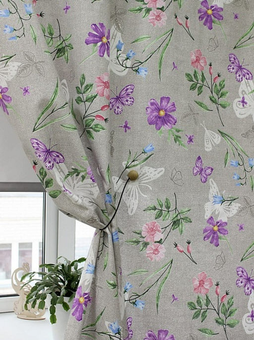 Рогожка Бабочки в цветах, ш.1.5м, хлопок-100%, 170гр/м.кв - Купава фото 6