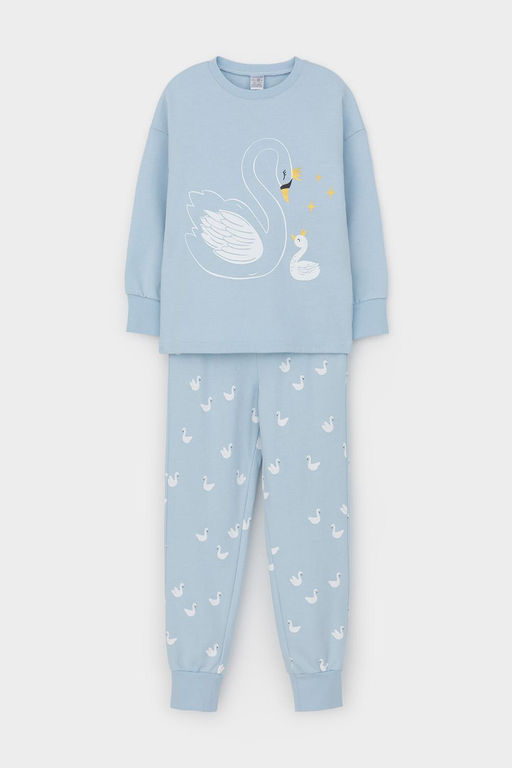 К 1567/голубое стекло,лебеди пижама дет