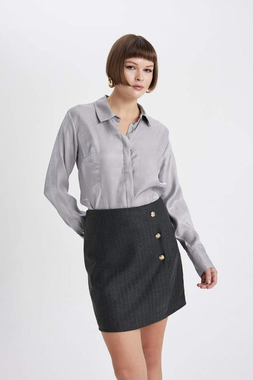 Мини-юбка-трапеция с нормальной талией на подкладке - Defacto фото 5