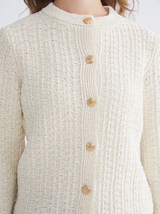 Bisiklet Yaka Kendinden Desenli Kad?n Triko H?rka