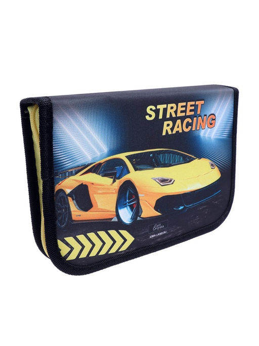 Пенал школьный, 3 секции, 14×21×4 см «Тачка желтая»