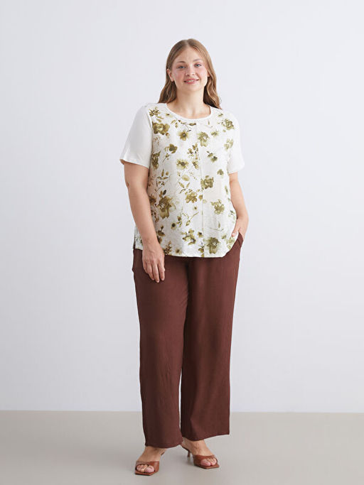 Bisiklet Yaka ?i?ekli Bluz