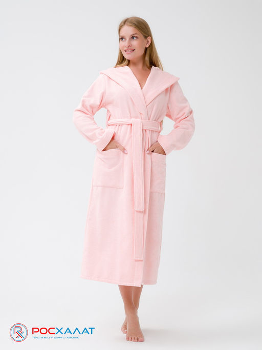 Женский халат с капюшоном розовый МЗ-06 (7)
