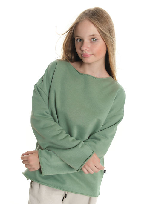 Толстовка с необработанными краями 22-2016 фисташковый - Mini maxi фото 4