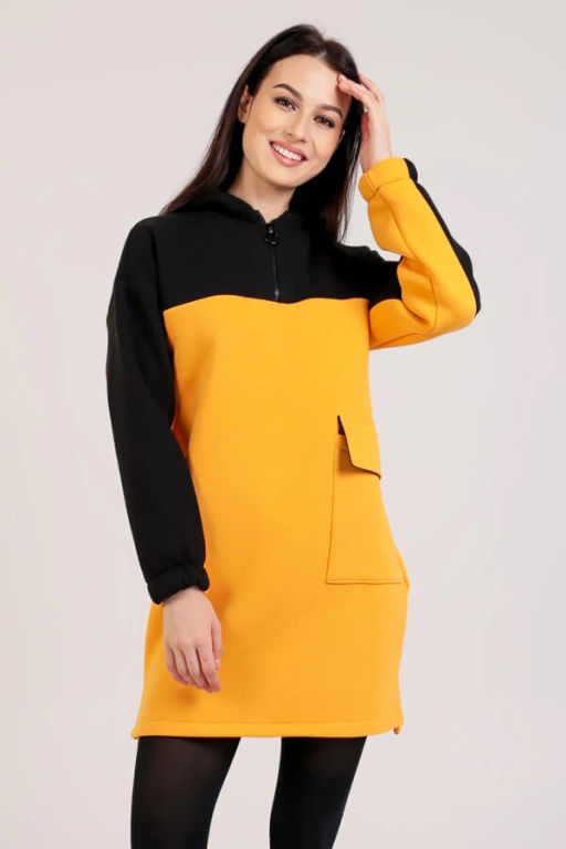 Платье женское, цвет черный желтый