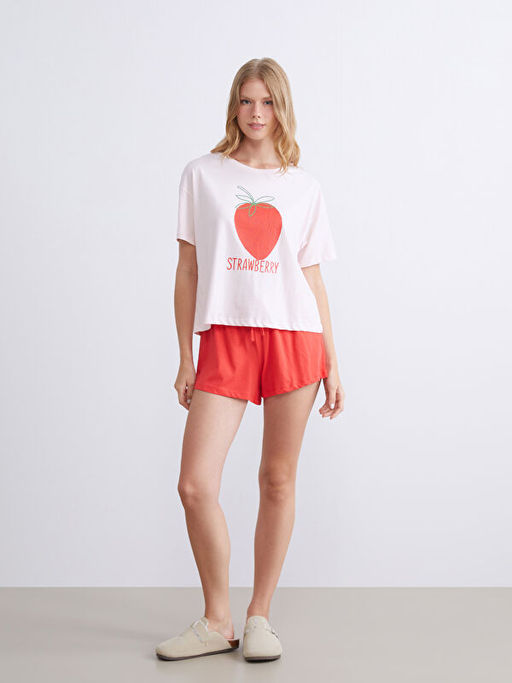 ?ilek Bask?l? Kad?n ?ortlu Pijama Tak?m?