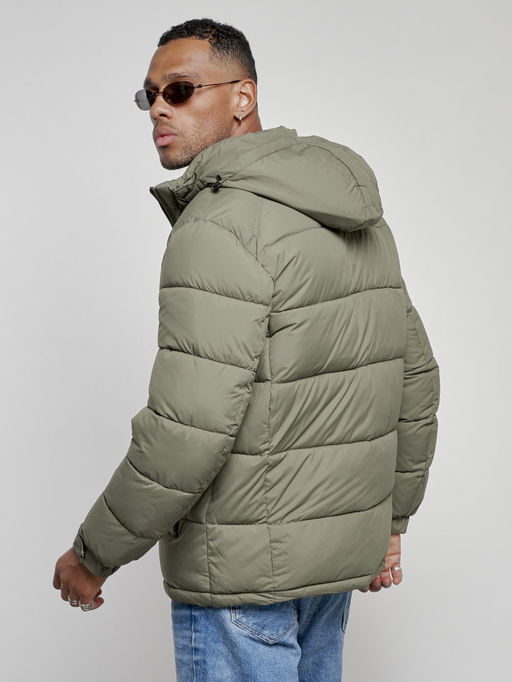 Куртка спортивная мужская зимняя с капюшоном цвета хаки 8362Kh - Wonderrman фото 9