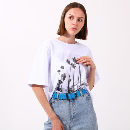 Ремень женский, ширина 3,5 см, плетёнка, пряжка металл МИКС, цвет голубой - Simaland фото 4