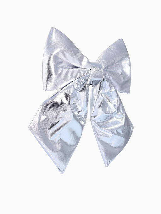 Ёлочная игрушка «Зимнее волшебство. Бант лоск» пластик, 24×26 см, серебро