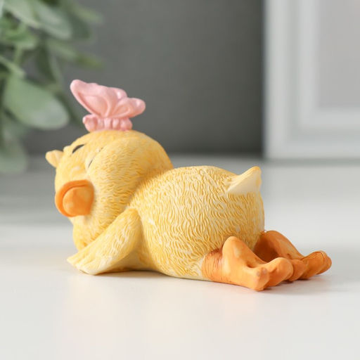 Фигурка полистоун Спящий утёнок с бабочкой, 8.5?4?5 см