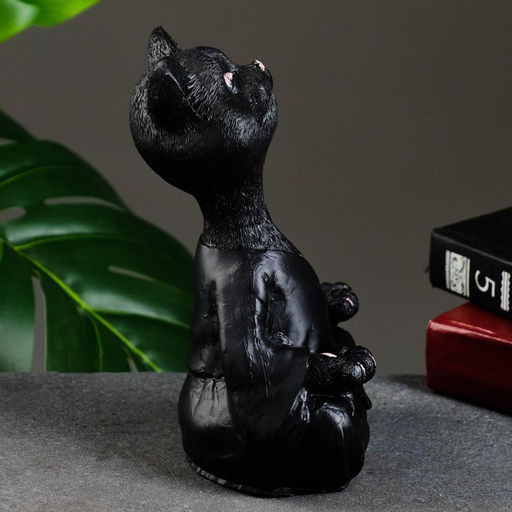 Фигурка полистоун «Кошка йог», чёрная, 11×23×6 см